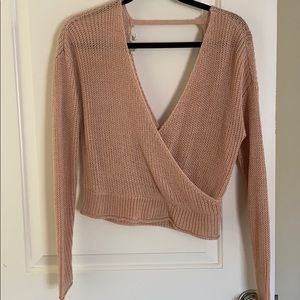 Plunge pink sweater